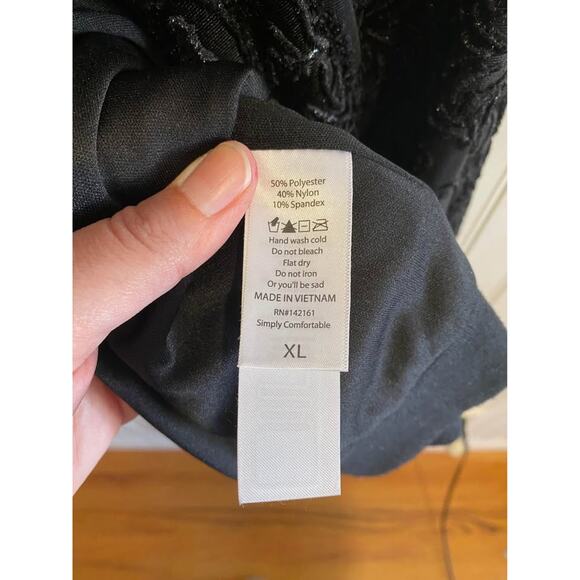 Stevie Bomber Women’s XL Black Embossed Lace Zip w/ PocketsJacket with Pockets - Picture 4 of 5